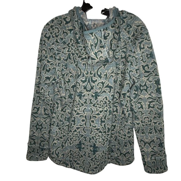 Sherpa Adventure Gear Large Hoodie Zip Up Jacket Namla Jacquard Green Blue Women - Picture 2 of 11